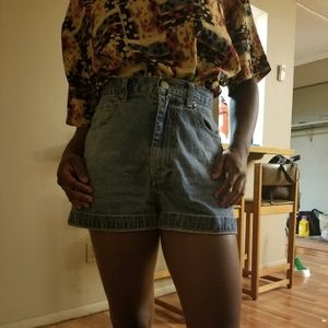 High waisted denim shorts